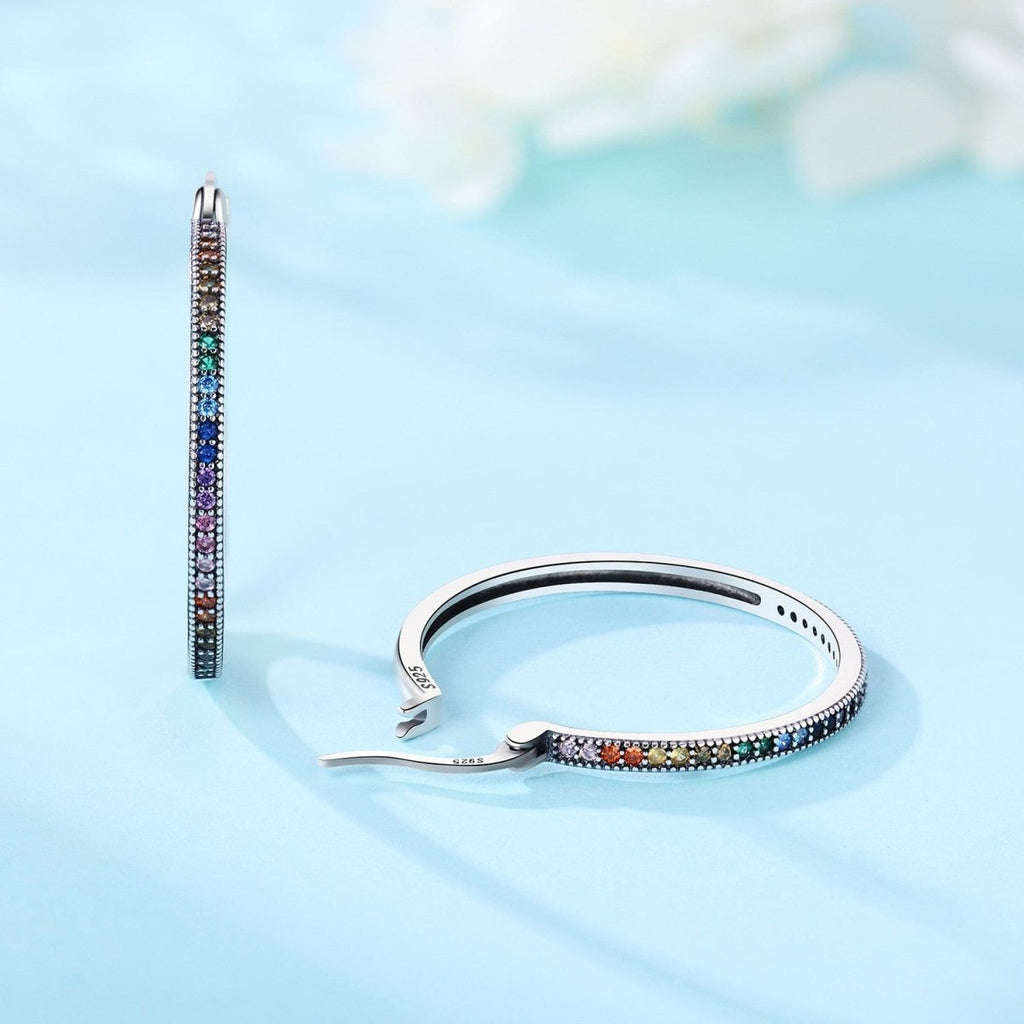 Rainbow Gemstone Hoop Earrings