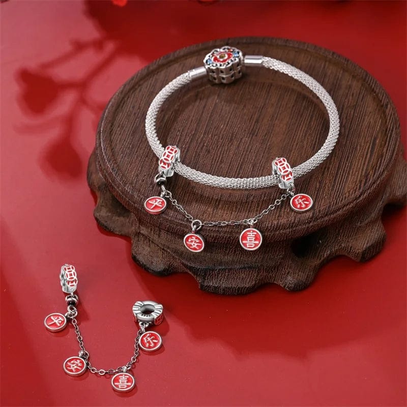 Red Chinese Symbols Blessing Safety Chain
