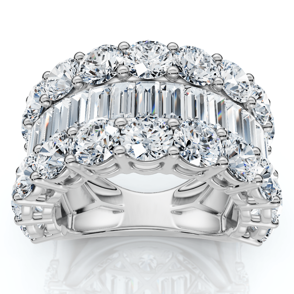 7.50Ct Baguette & Round Diamond Ring 10k Gold Lab Grown