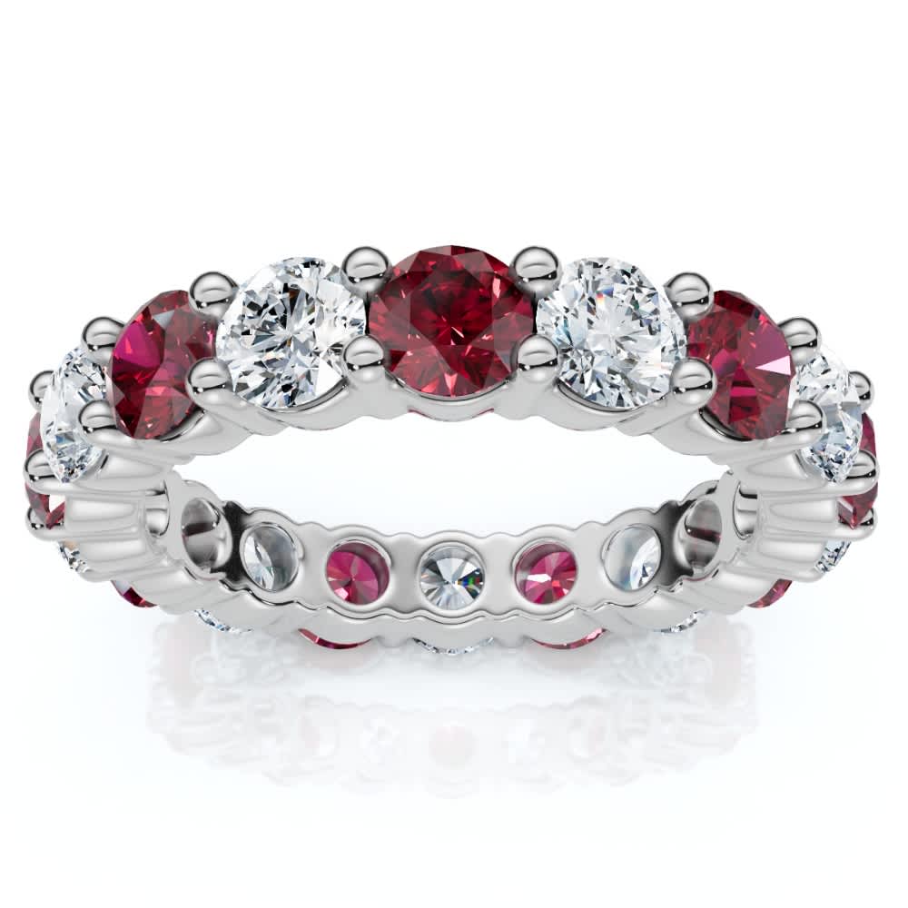 3Ct Ruby & Diamond Eternity Ring 14k Gold or Platinum Lab Grown
