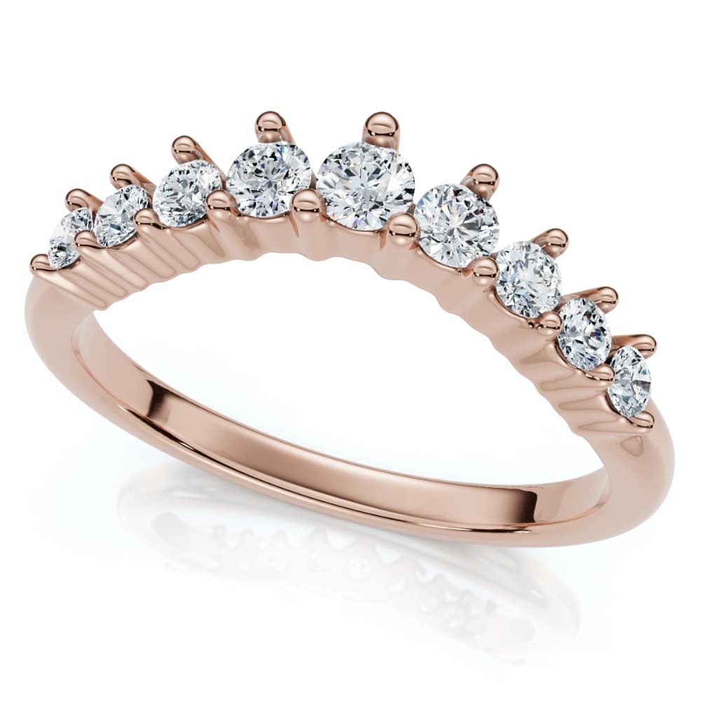 3/8Ct Diamond Contour Wedding Guard Ring Womens Band 14k Gold Lab Grown