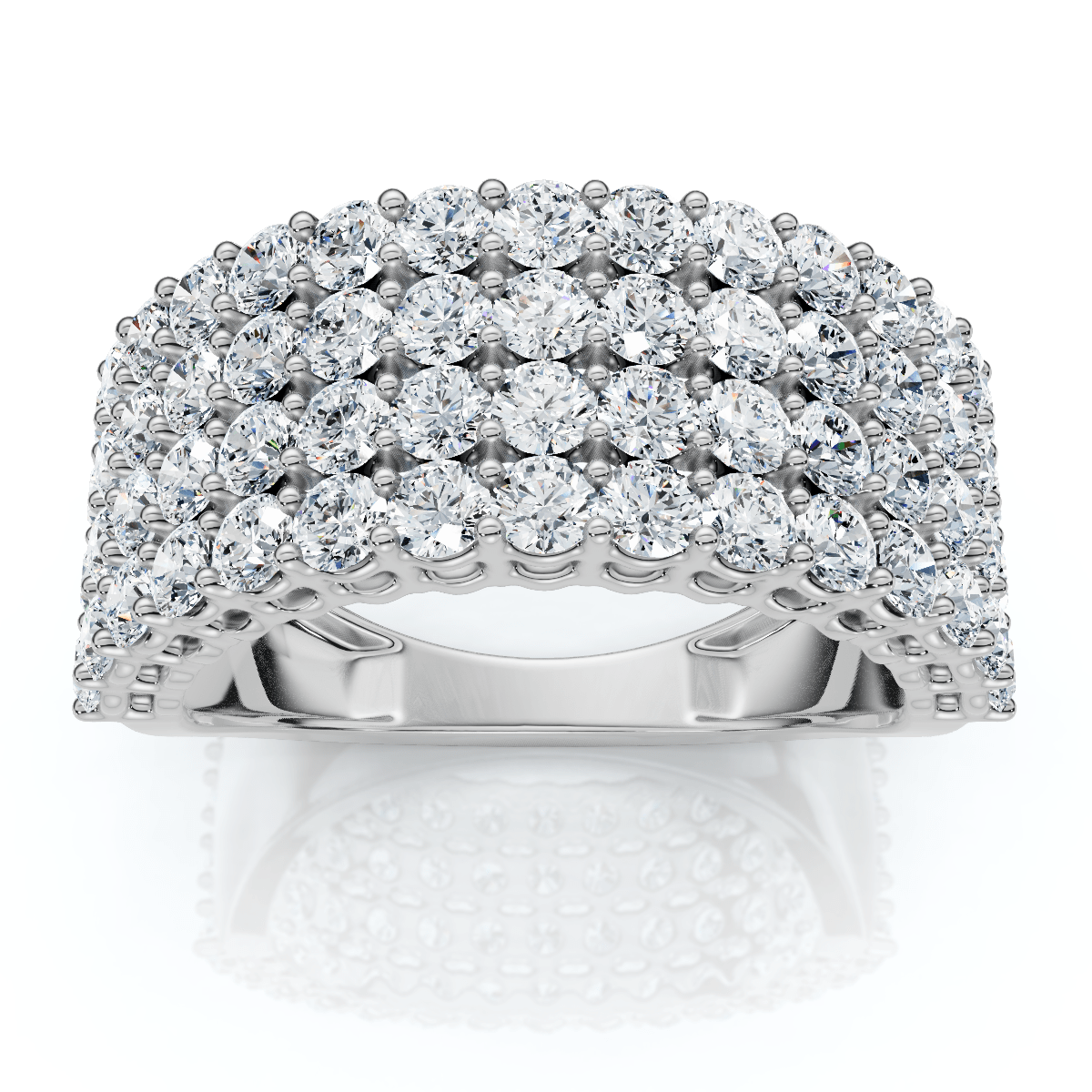3Ct Diamond Wide Four Row Anniversary Ring Gold Lab Grown