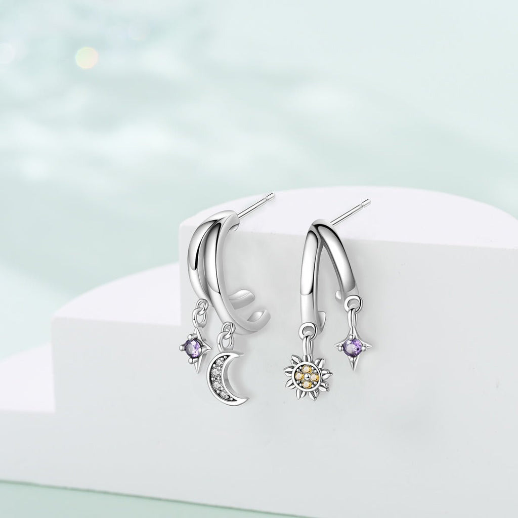 Sun & Moon Hoop Earrings