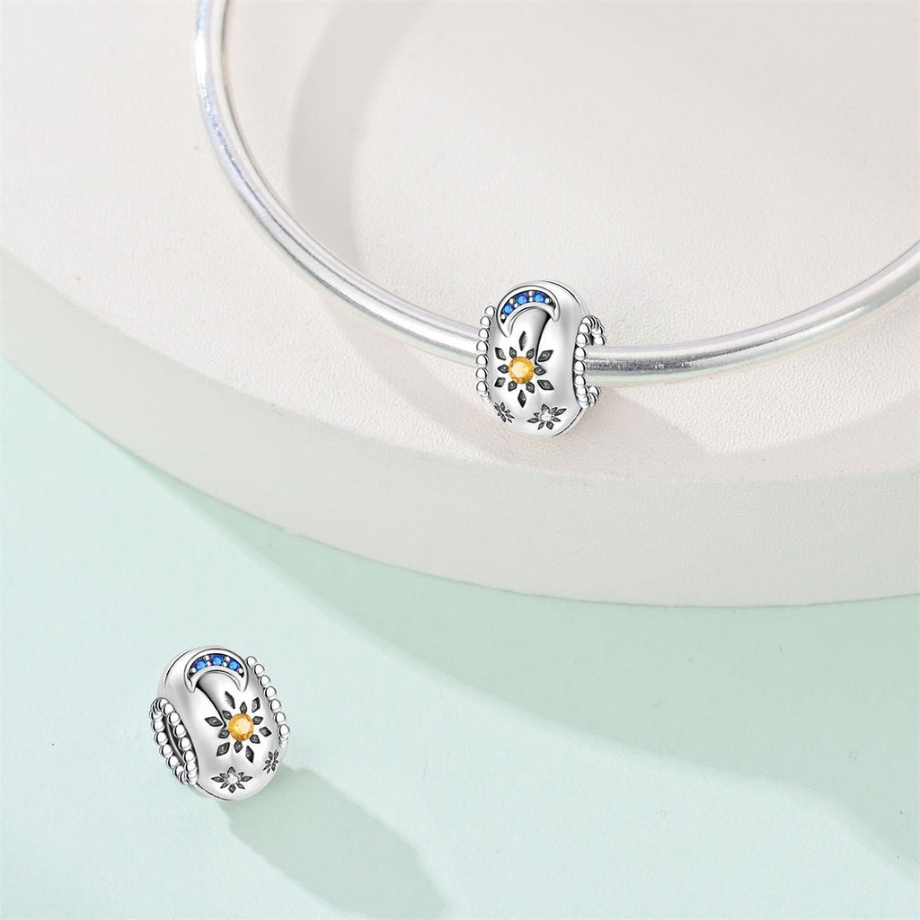 Sunflower & Crescent Moon Charm