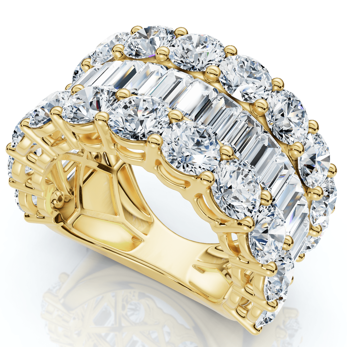 7.50Ct Baguette & Round Diamond Ring 10k Gold Lab Grown