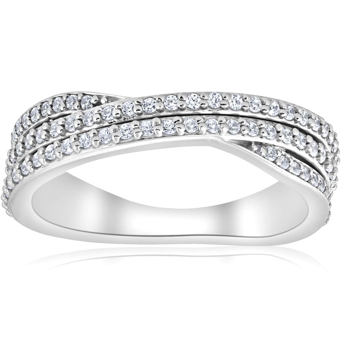 3/4ct Diamond Multi Row Wide Right Hand Ring 10k White or Yellow Gold