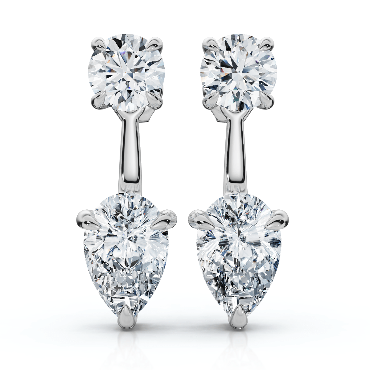 3Ct Diamond Studs & Earring Jackets 14k Gold Pear Shape Lab Grown