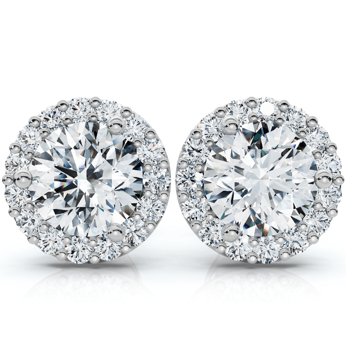 2 1/2Ct Diamond 14k Gold Lab Grown Halo Earrings