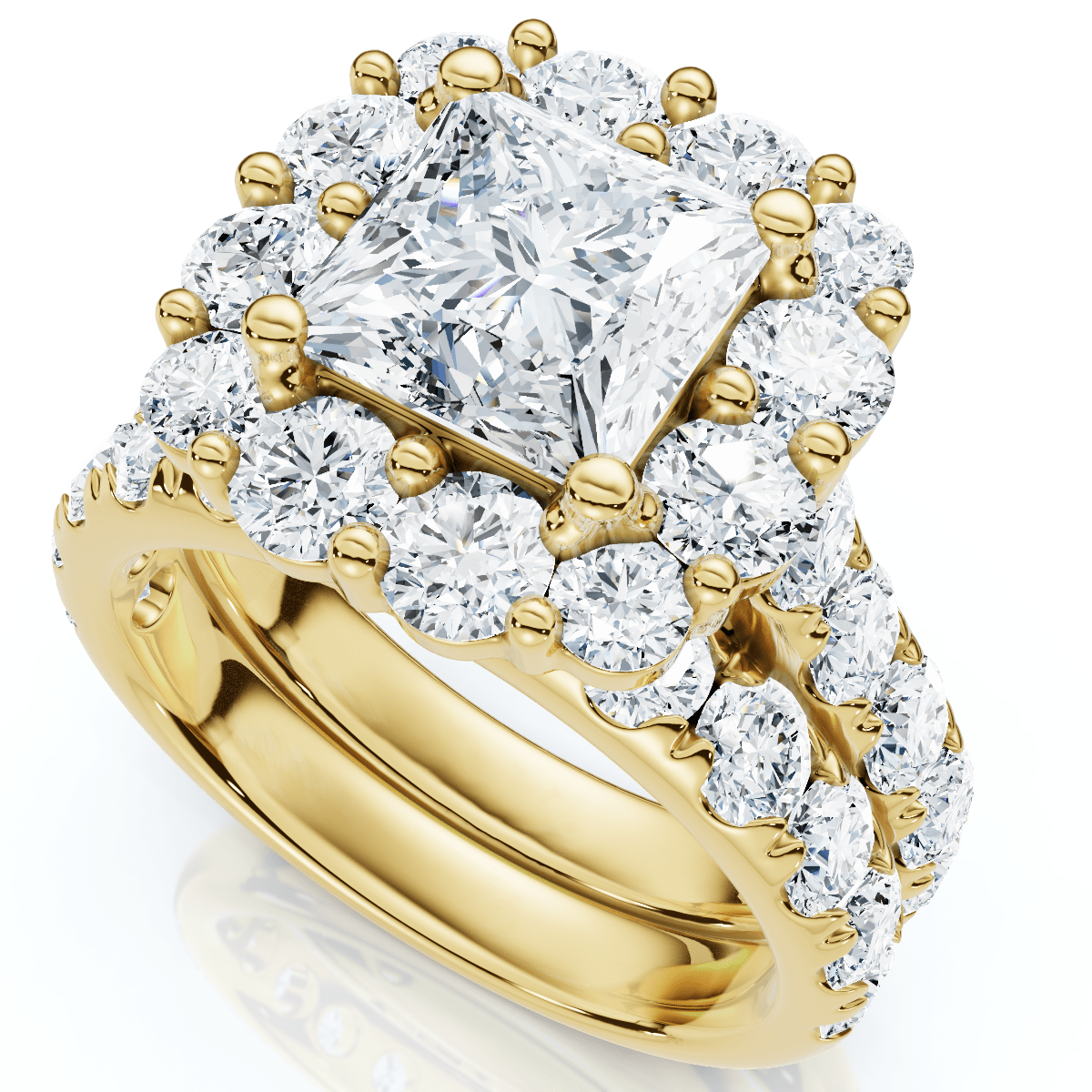 5Ct Princess Cut Diamond Engagement Matching Wedding Ring Set 10k Gold Lab Grown
