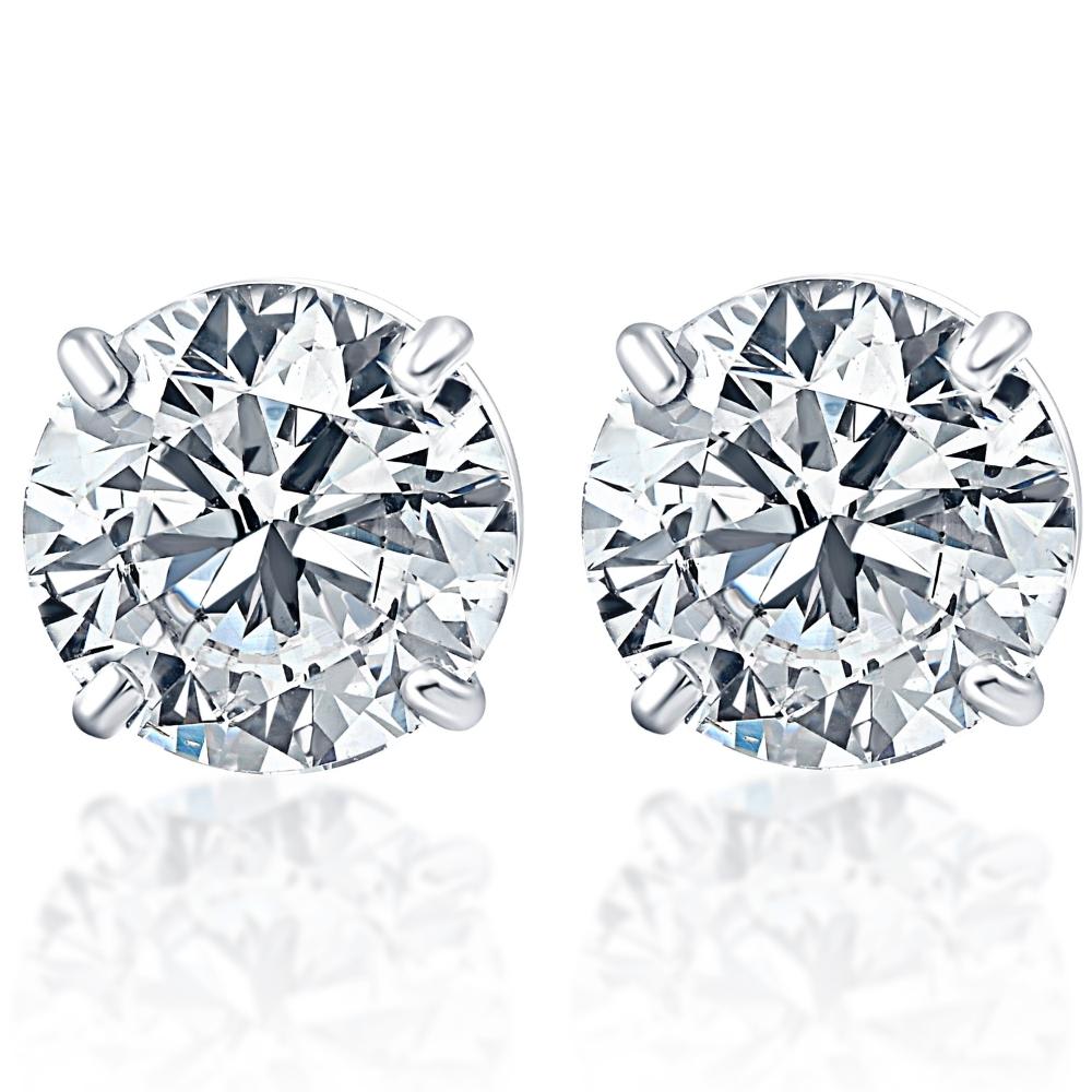 3/8 Ct Round Brilliant Cut Natural Diamond Stud Earrings in 14K Gold Basket Setting