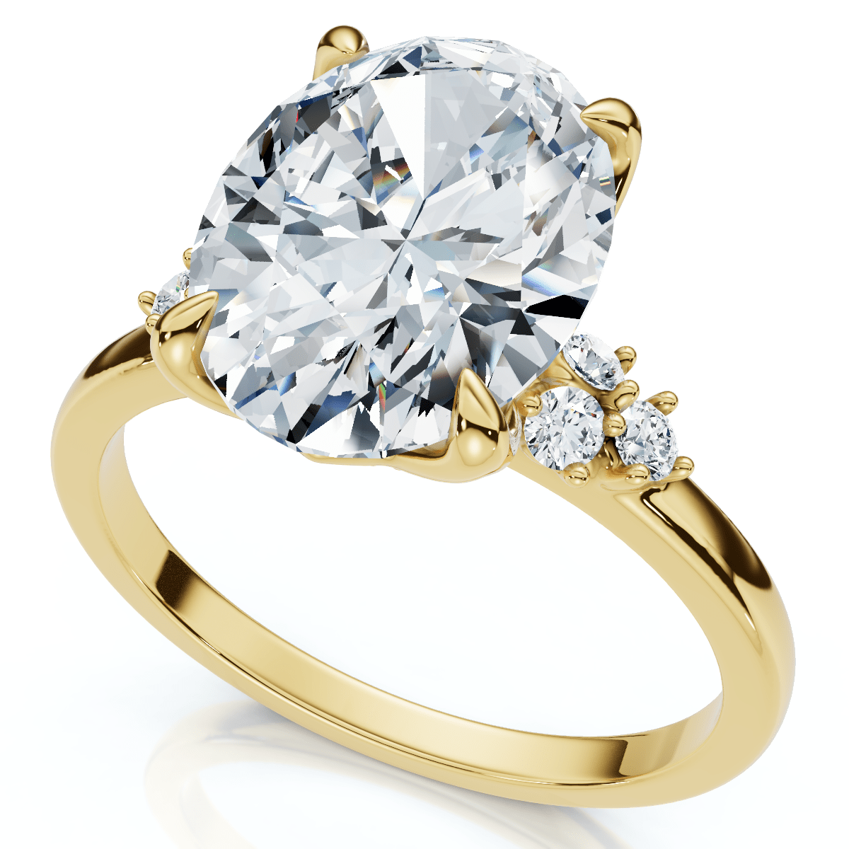 3 1/10Ct Oval Carlie Diamond Engagement Ring 14k Gold or Platinum Lab Grown