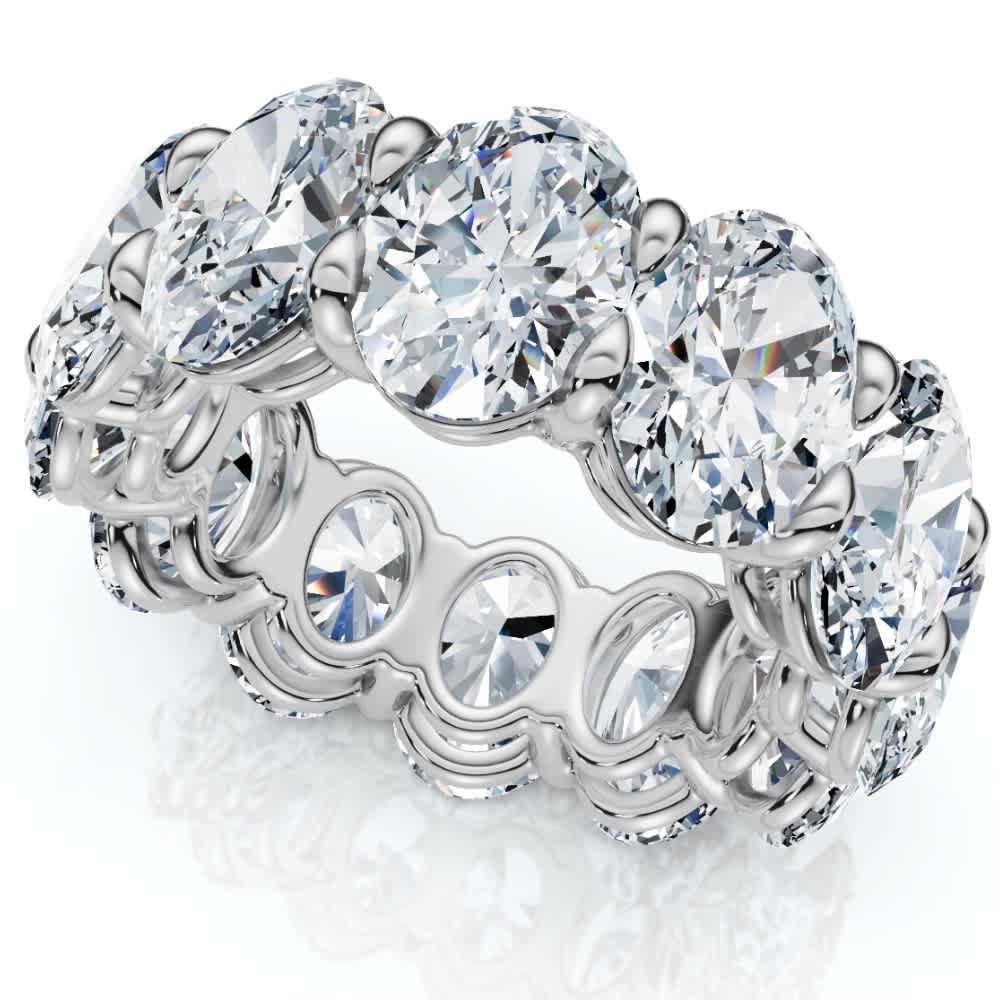 12Ct Oval Diamond Eternity Ring 14k Gold or Platinum Wedding Band Lab Grown