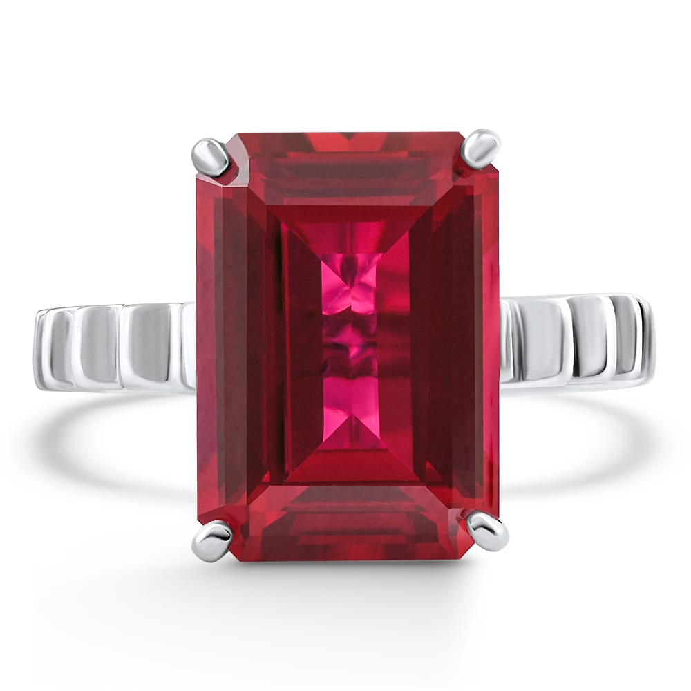 14x10mm Ruby Jasmine Ring 14k White Gold Lab Grown