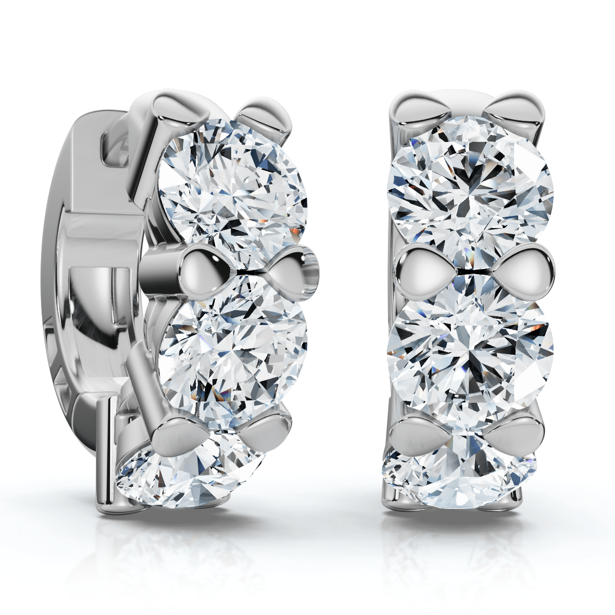 3Ct Diamond Huggie Hoop Earrings 14k Gold 1/2" Tall Lab Grown EF/VS