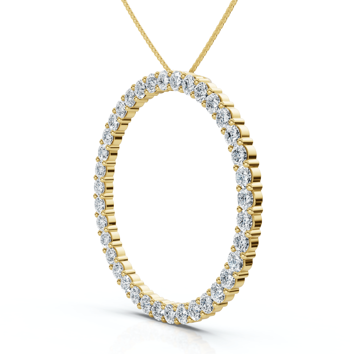 3Ct Circle Diamond Pendant 14k Gold Lab Grown EF/VS Size: 1"