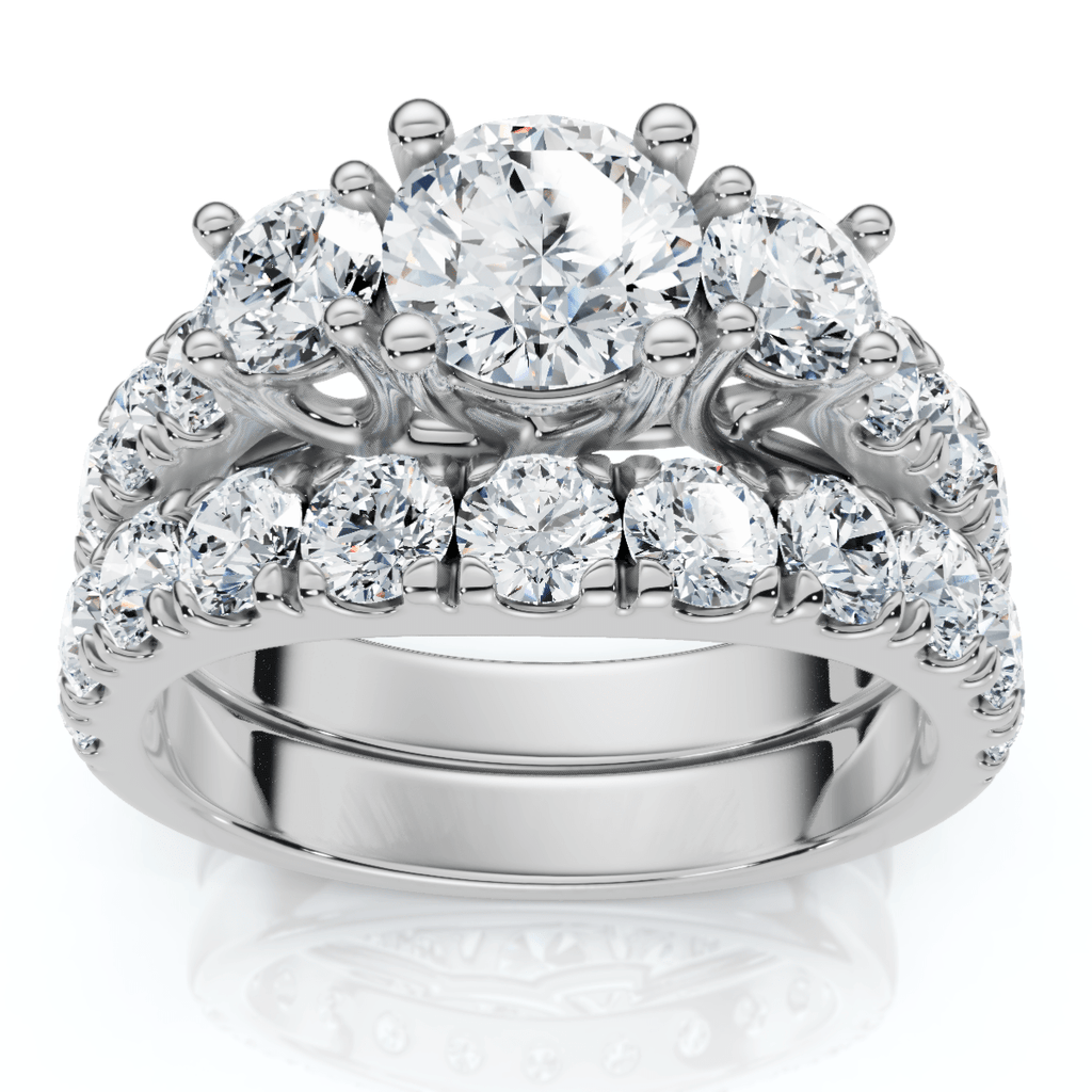 2Ct TW 3-Stone Diamond Engagement Wedding Ring Set 14k Gold or Pt Lab Grown
