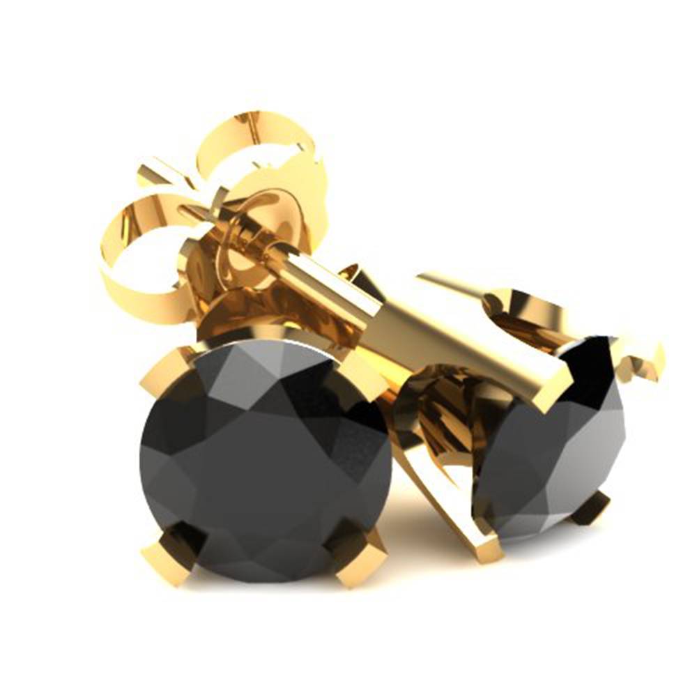 1.50Ct Round Brilliant Cut Heat Treated Black Diamond Stud Earrings in 14K Gold Classic Setting