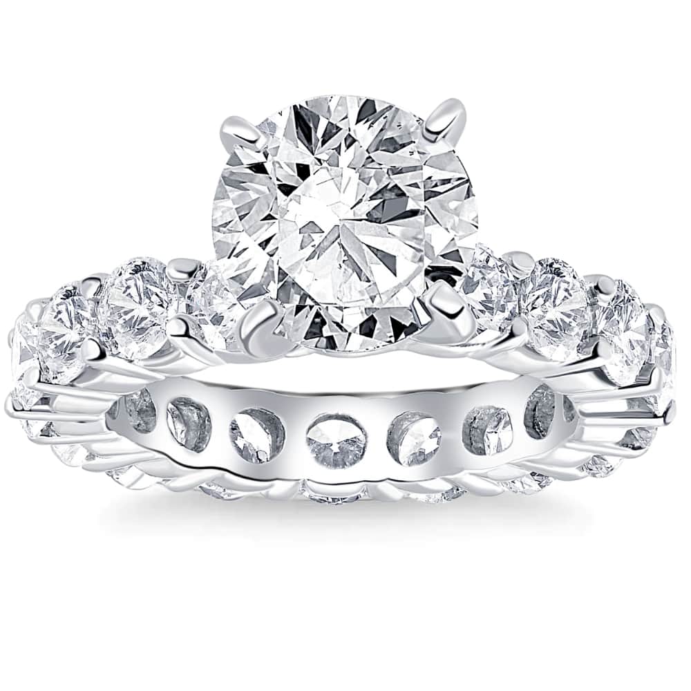 5 1/2Ct TW Round Cut Diamond Eternity Engagement Ring 14k White Gold Lab Grown