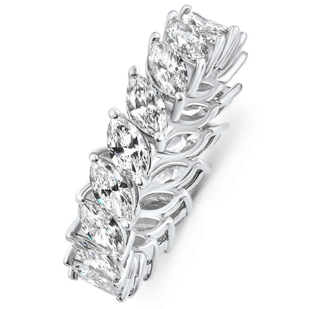 4 Ct Marquise Cut Designer Diamond Eternity Wedding Ring 14k Gold Lab Grown