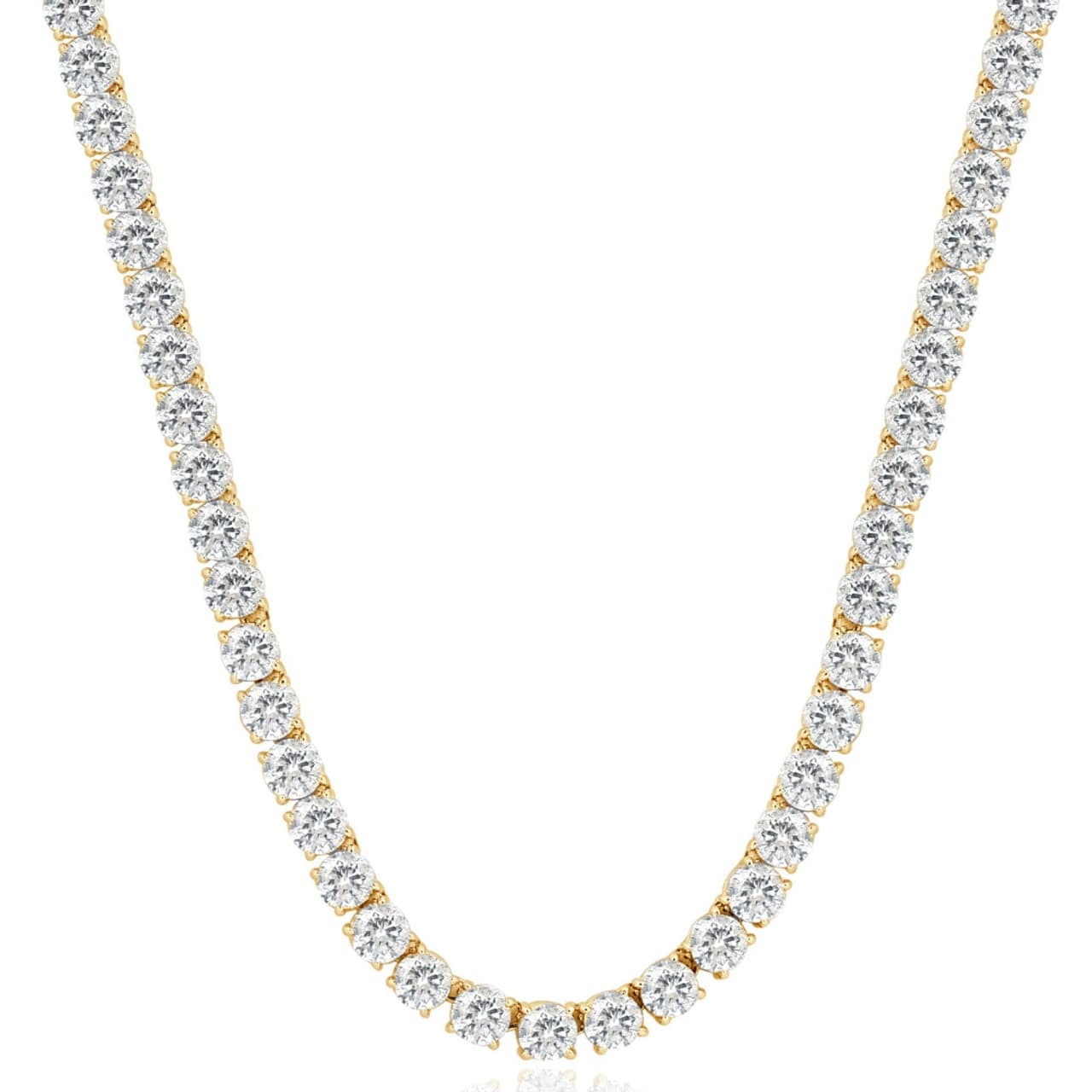 38Ct TW Diamond Tennis Necklace 16" in 14k White or Yellow Gold Lab Grown