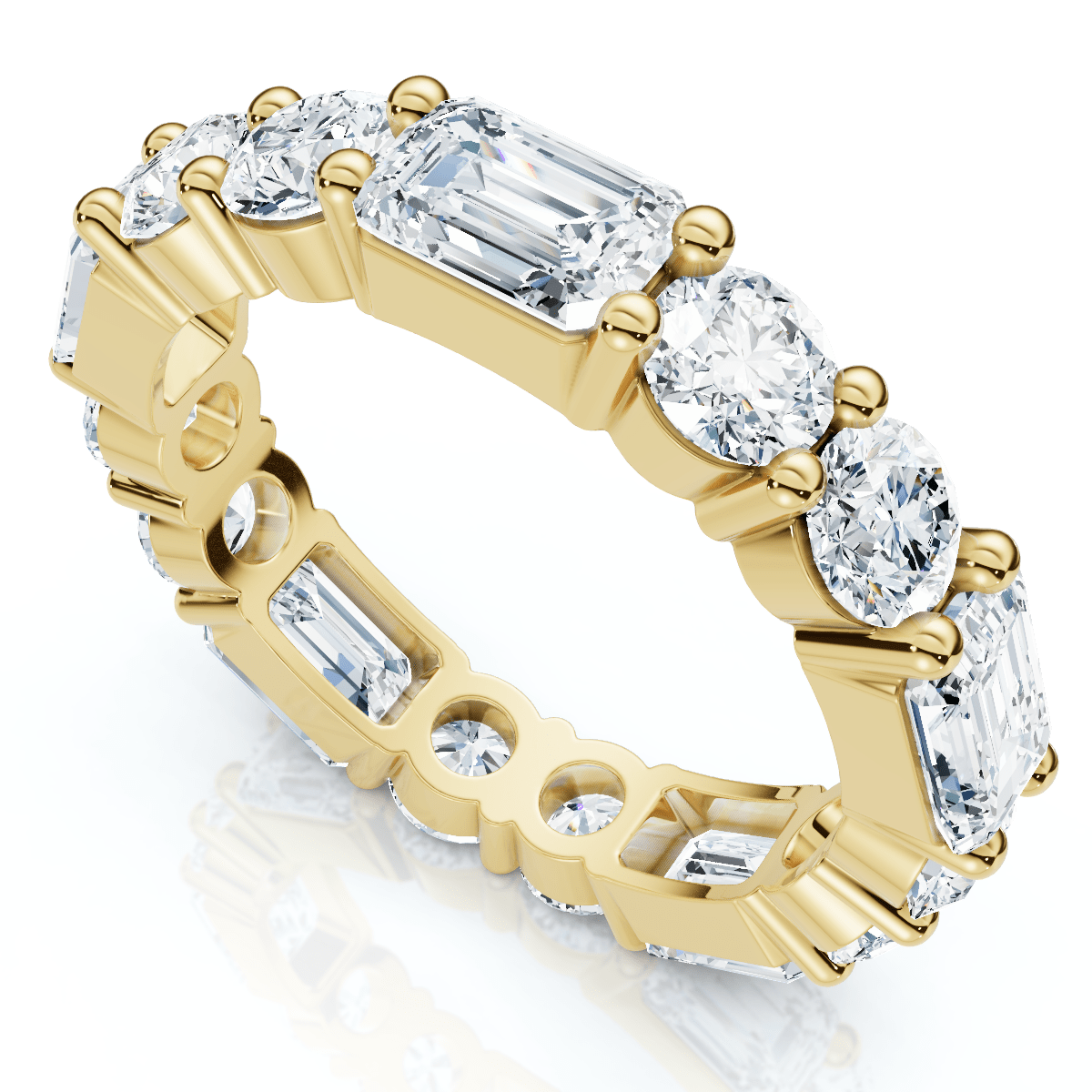 5 3/4 Ct Emerald & Round Diamond Eternity Ring 14k Gold Lab Grown Stackable Band