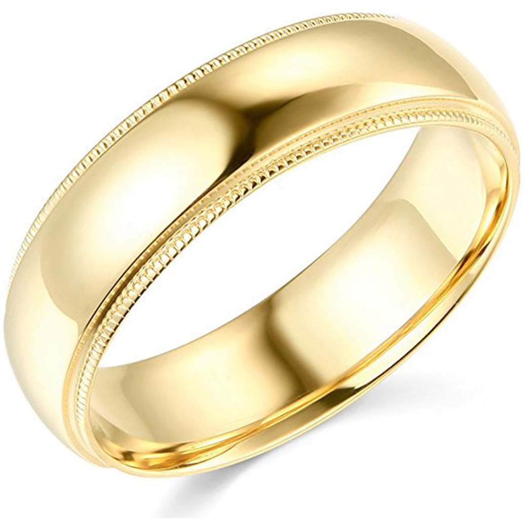 7mm Milgrain Plain High Polished Dome Wedding Band 10k White, Yellow, Rose Gold