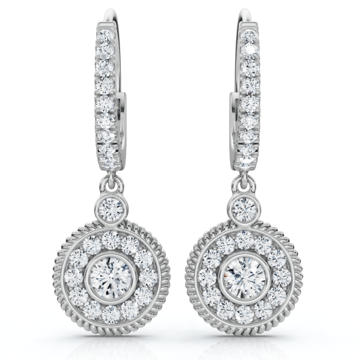 3/4Ct Dangle Diamond Earrings 1 1/10" Tall Lab Grown 14k Gold EF/VS