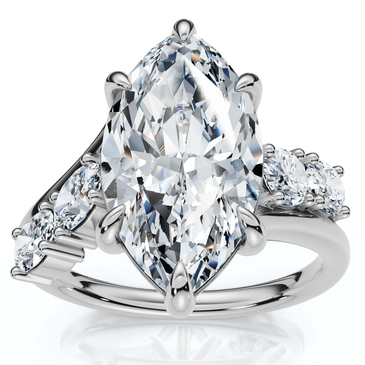 Certified 3 1/2Ct Marquise Diamond Montauk Engagement Ring 14k Gold Lab Grown