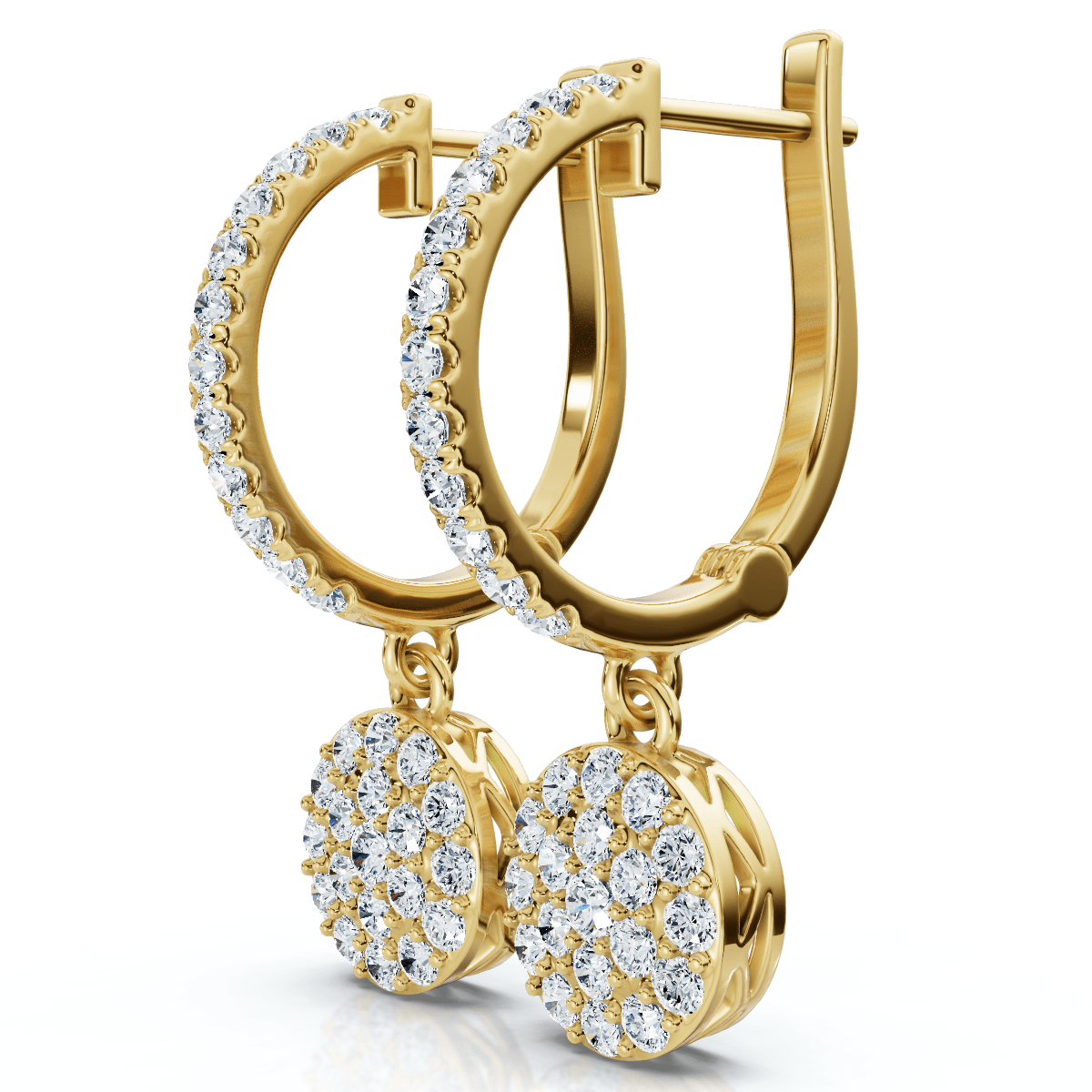 3/4Ct Drop Dangle Hoop Earrings 14k Gold Lab Grown EF/VS