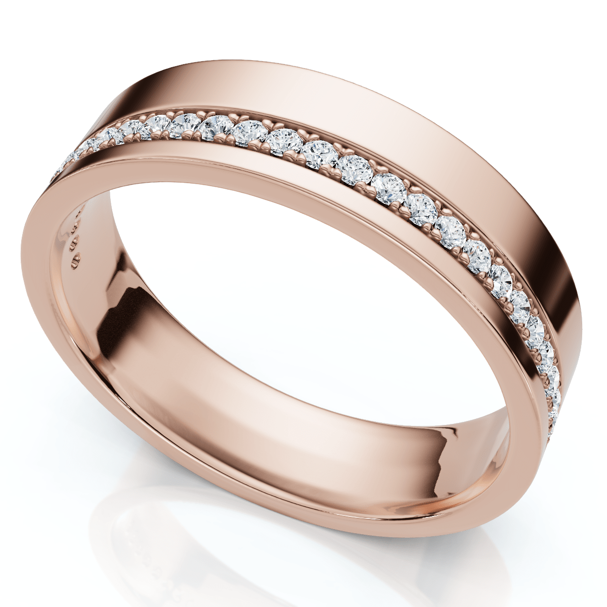 Men's Diamond Wedding Ring High Polished 14k Gold or Platinum Lab Grown