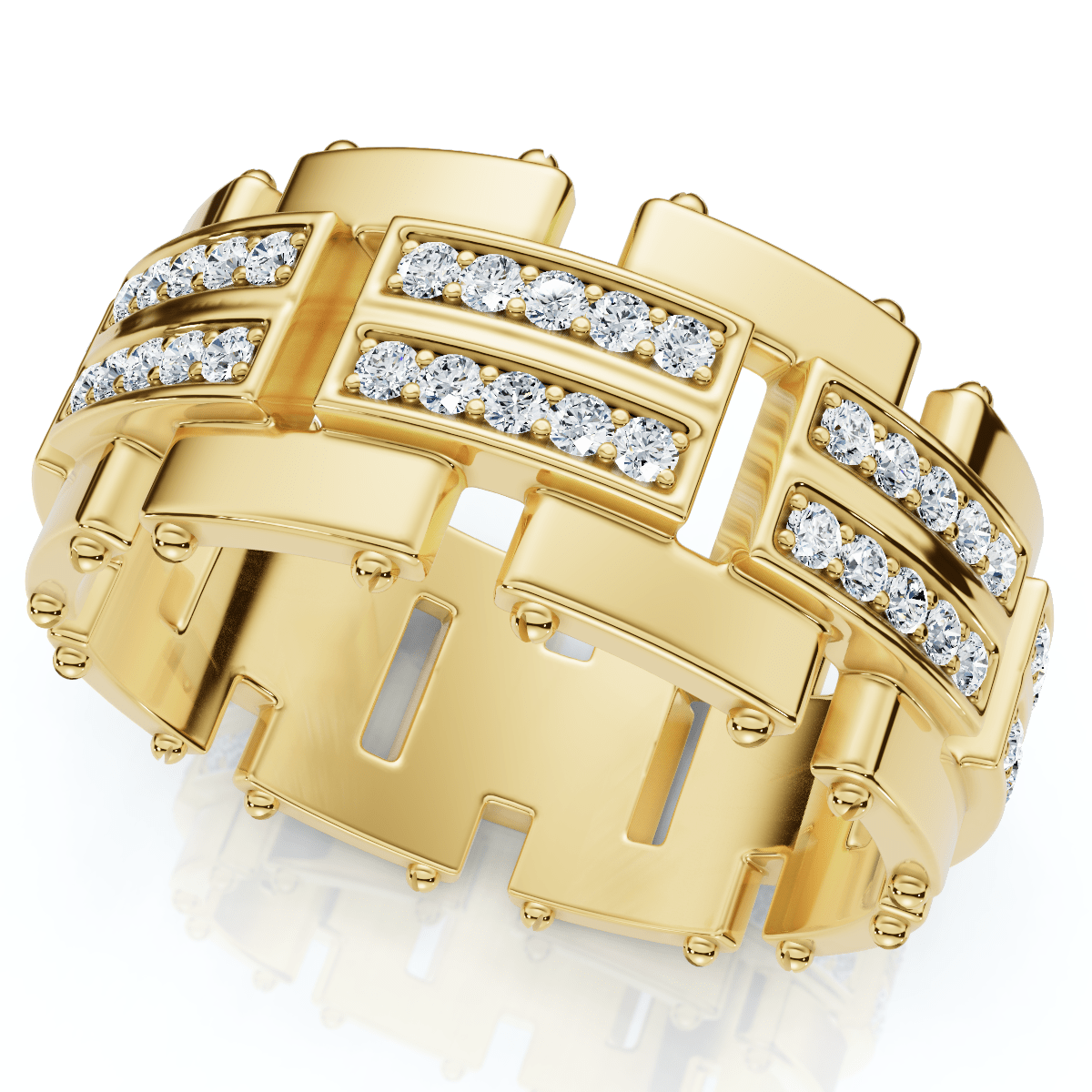 3/4Ct Men's Round Cut Diamond 10MM Wide Ring Wedding Band 10k Gold Lab Grown