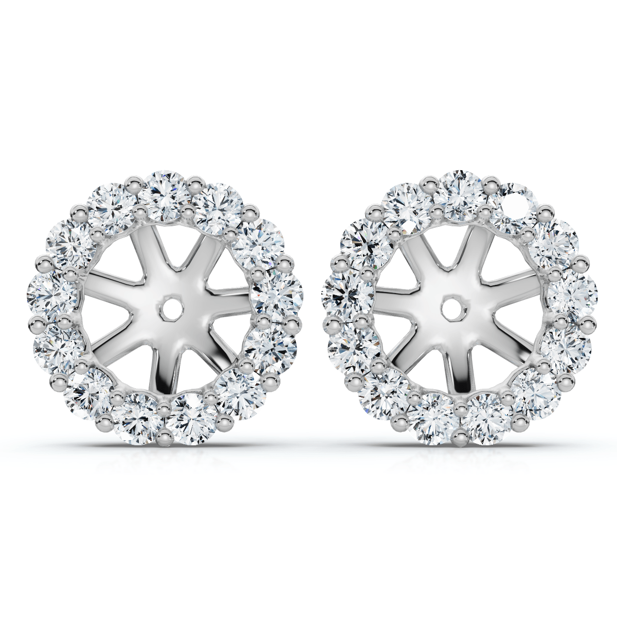 7/8Ct Diamond Earring Jacket 14k Gold Fits 6-6.5mm round stone Lab Grown Size: Small