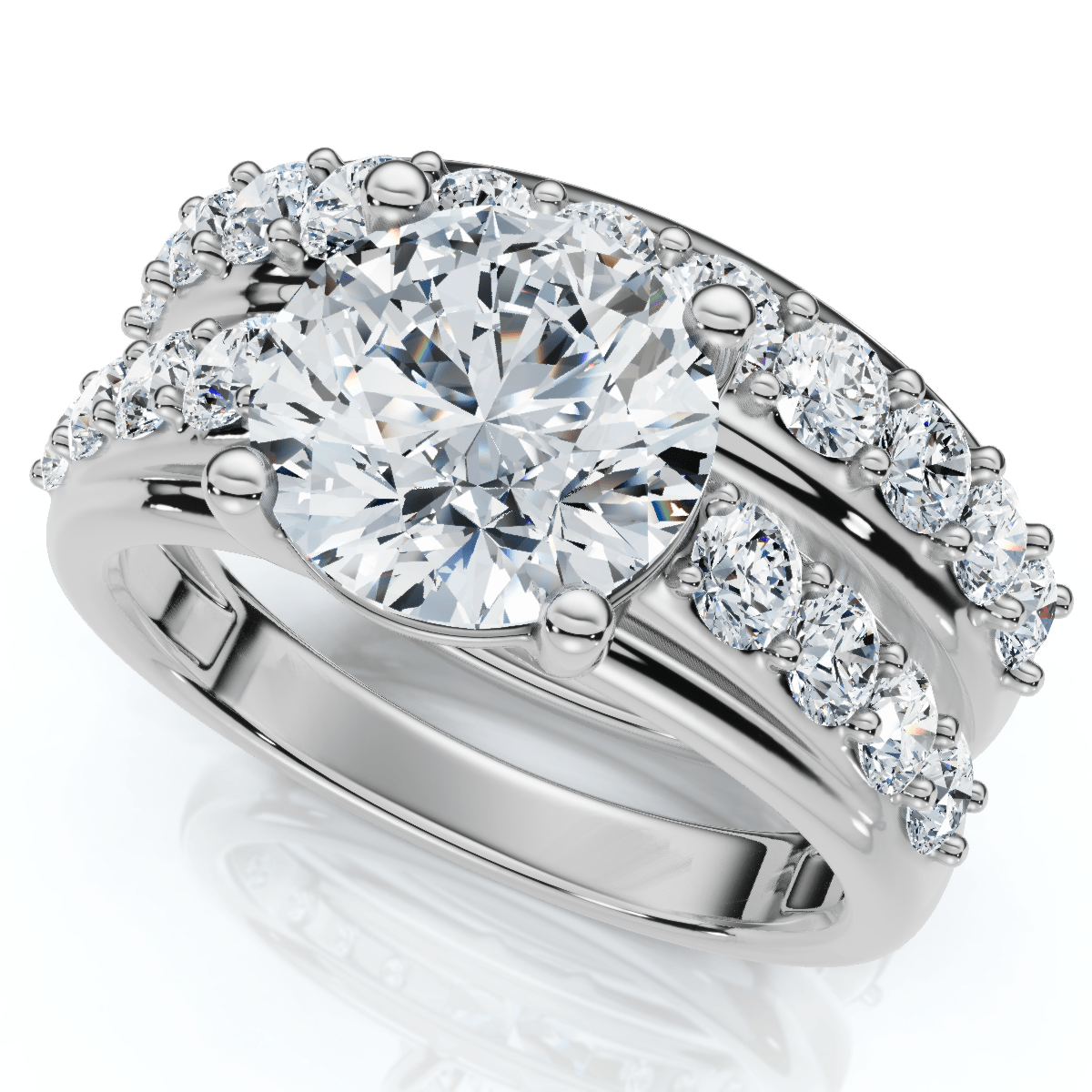 Certified 2 1/2Ct Diamond Engagement Wedding Ring Set 14k Gold Lab Grown