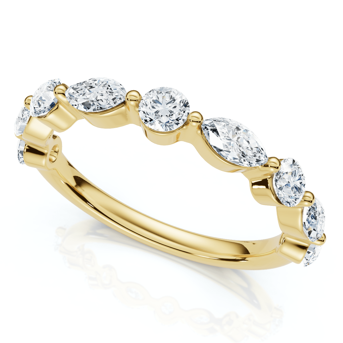 3/4Ct Marquise & Round Diamond Stacking Band 14k Gold or Platinum Lab Grown