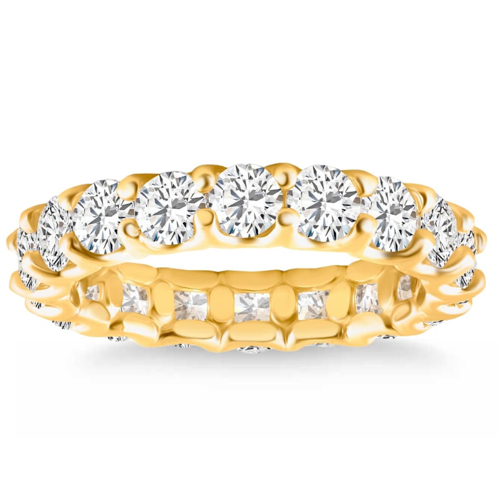 4Ct TW Lab Grown Diamond U Prong Eternity Ring Anniversary Band 14k Gold