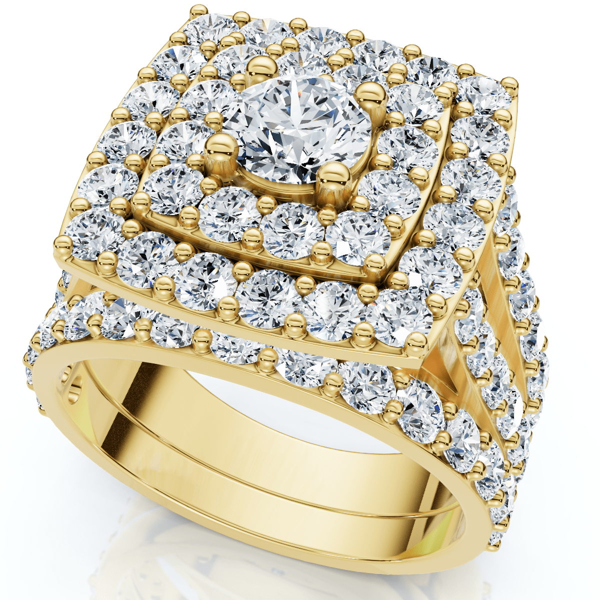 3Ct Cushion Halo Diamond Engagement Wedding Ring Set Lab Grown 10k